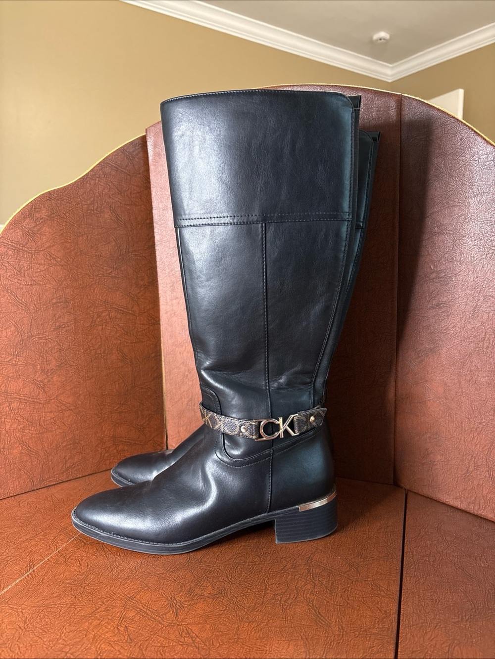 Calvin Klein Black Interior Label Tall Boots